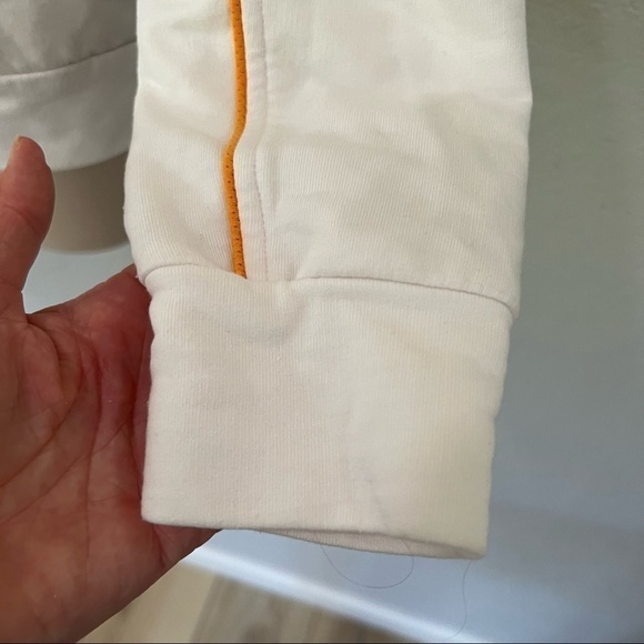 White and yellow Marsh Landing zip up hoodie, S, drawstring, yellow accents. - Picture 7 of 14